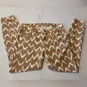 7 For All Mankind Patterned Cropped Neutral Tone Skinny Jeans